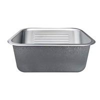 Évier à linge moderne en acier inoxydable 550x450x210mm, carré, profond, avec égouttoir pour lavage à la main des vêtements, poli