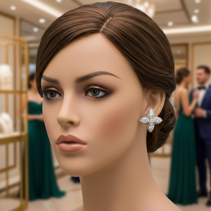 Orecchini a Clip alla moda alla moda moderni geometrici in rame placcato oro con diamanti e gioielli alla moda con perle - Product Image 2