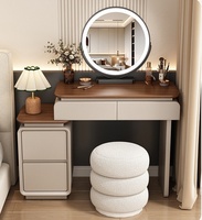 Meilleures ventes Coiffeuse moderne multifonction de haute qualité, petite et extensible, avec éclairage LED, pour chambre à coucher