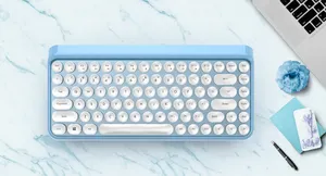 Teclado sem fio 2.4GHz para máquina de escrever com 86 teclas redondas coloridas teclado retrô para computador de escritório