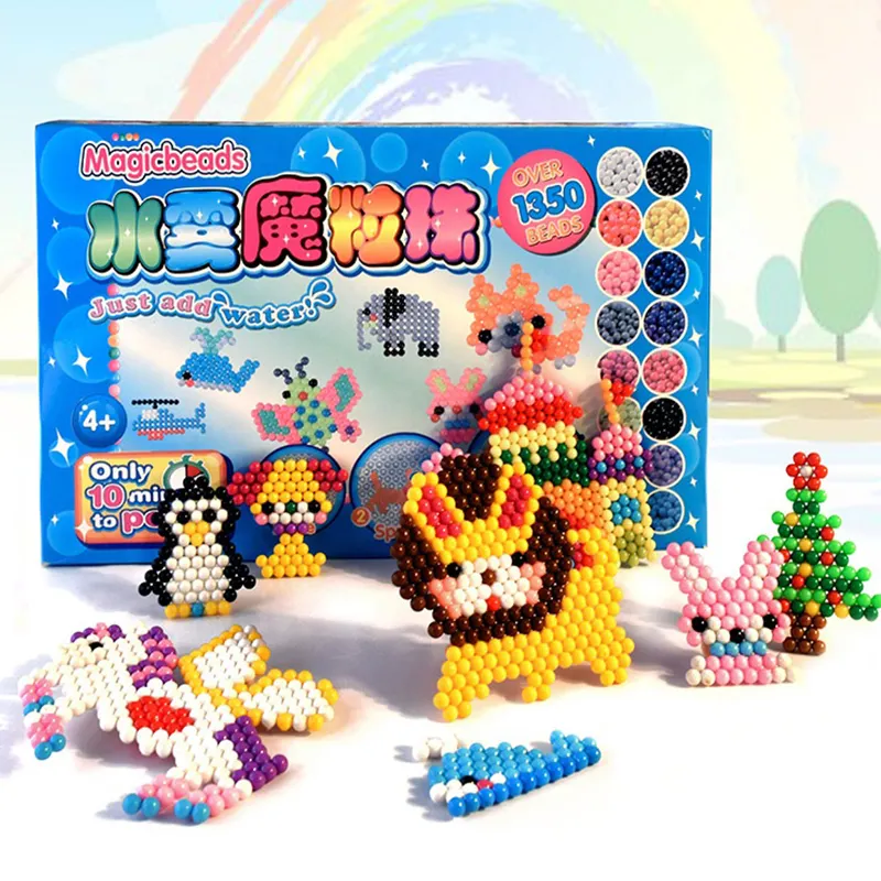 Magic Beads 1350pcs Kit Diy Educational Toys 12 Colors Plastic Water Fuse Beads Colorful Water Sticky Beads For Kids