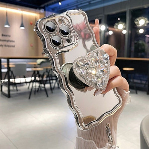 Custodia per telefono a catena antiurto argento <span class=keywords><strong>con</strong></span> supporto a cuore placcato Honatop per <span class=keywords><strong>iPhone</strong></span> 14 13 <span class=keywords><strong>11</strong></span> 12 Pro Max - Product Image 2
