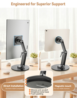 Support de tablette en alliage d'aluminium Jakeko pour iPad, base VESA 75 mm, réglable et pliable, support de bureau