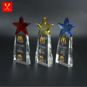 Hitop Souvenir Gift Custom K9 Crystal Trophy With Star Trophy Awards Manufacture