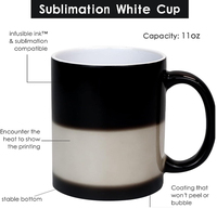 Tasses à café en céramique mate personnalisables avec logo, réutilisables, thermosensibles, changeant de couleur, portables, 11 oz, vierges pour sublimation, tasse magique