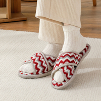 Nouvelle Arrivée – Chaussons d'Intérieur Silencieux et Antidérapants pour Femmes, Multi-Imprimés, Plusieurs Couleurs, Bout Ouvert, Modèle Croisé