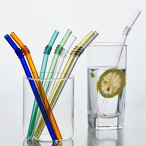 Reusable decorative Glass Straws 8mm Colorful Drinking Straw Eco-friendly High Borosilicate Glass Straw