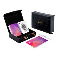 Boîte à cartes pliable en PU avec logo personnalisé L282, motif crocodile, fermeture magnétique, double compartiment, 54 cartes à jouer