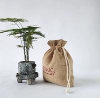 Pochette de rangement en jute naturelle, taille personnalisée, sac d'emballage en toile de jute uni pour petits articles, 7 pochettes jaunes en lin avec cordon de serrage, personnalisables
