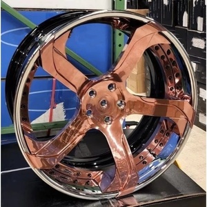 Nuove Ruote ad Alte Prestazioni da 22, 24, 26 Pollici, <span class=keywords><strong>2</strong></span>/3 Pezzi, 4/5/6 Fori, in Lega Forgiata con Coprimozzo Flottante, Design Concavo Profondo Oro Rosa per Chevy - Product Image 1
