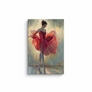 Tableau imprimé sur toile : Élégante ballerine en robe rouge, TOILE ENVELOPPEE - Product Image 2