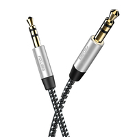 Câble AUX plaqué or 24 carats de 1 m pour haut-parleurs stéréo de voiture et de maison, son Hi-Fi, compatible microphone, cuivre émaillé de haute qualité
