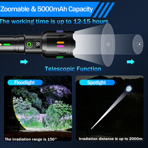 Bán Buôn Chiến Thuật Đèn Pin Huỳnh Quang Dải 30W LED 1000M Phạm Vi Zoomable <span class=keywords><strong>Torch</strong></span> Không Thấm Nước <span class=keywords><strong>12000</strong></span> Lumens Ngoài Trời Ánh Sáng Đèn Flash - Product Image 5