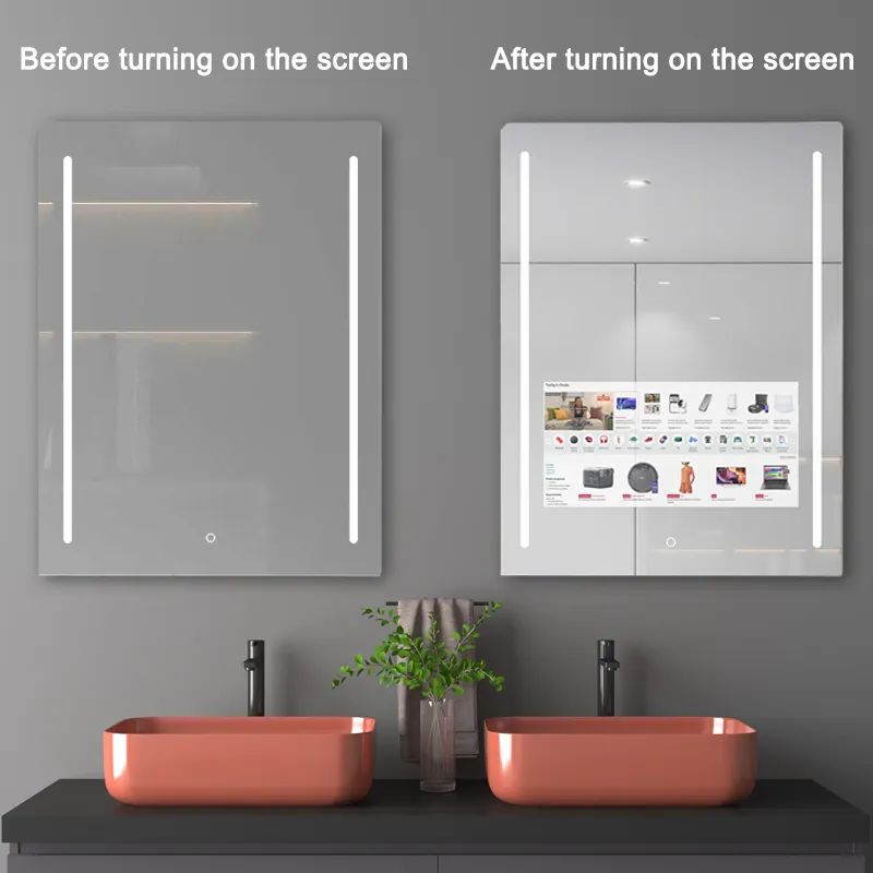 Tystart espelho inteligente para maquiagem doméstica e hotel, smart mirror com tela sensível ao toque Android 11, wi-fi, LED, banheiro, espelhos mágicos, TV com display, moderno