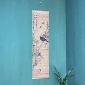 Chinese New Year Wall Hanging Tapestry Vertical Red Lantern Zen Art Home Decor Bamboo Wooden Rectangle Single Piece - Product Image 3