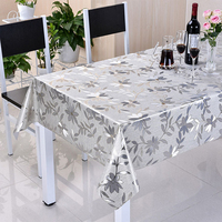 Nappe en PVC Argentée à Motif Grille RNPT avec Dos Tissé, Imperméable, Anti-Taches et Effet Métallisé Brossé pour Table à Manger