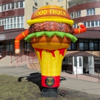 Hamburger gonflable personnalisé de 2m ou 3m, Sky Dancer, figurine alimentaire pour la publicité extérieure des fast-foods et la décoration.