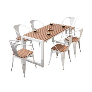 Ensemble <span class=keywords><strong>de</strong></span> salle à manger <span class=keywords><strong>de</strong></span> <span class=keywords><strong>jardin</strong></span> extérieur <span class=keywords><strong>de</strong></span> style moderne, table et chaises en plastique imperméables, anti-rouille, WPS, résistance à la corrosion, structure en métal - Product Image 6