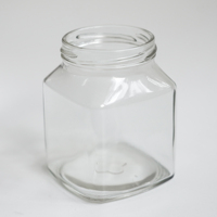 Bocaux en verre carrés transparents personnalisables de 300 ml avec couvercle à vis – pour bonbons, épices, cornichons