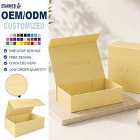 Boîte cadeau magnétique pliable en carton rigide avec logo embossé personnalisé, couleur or champagne, pour cosmétiques et bijoux