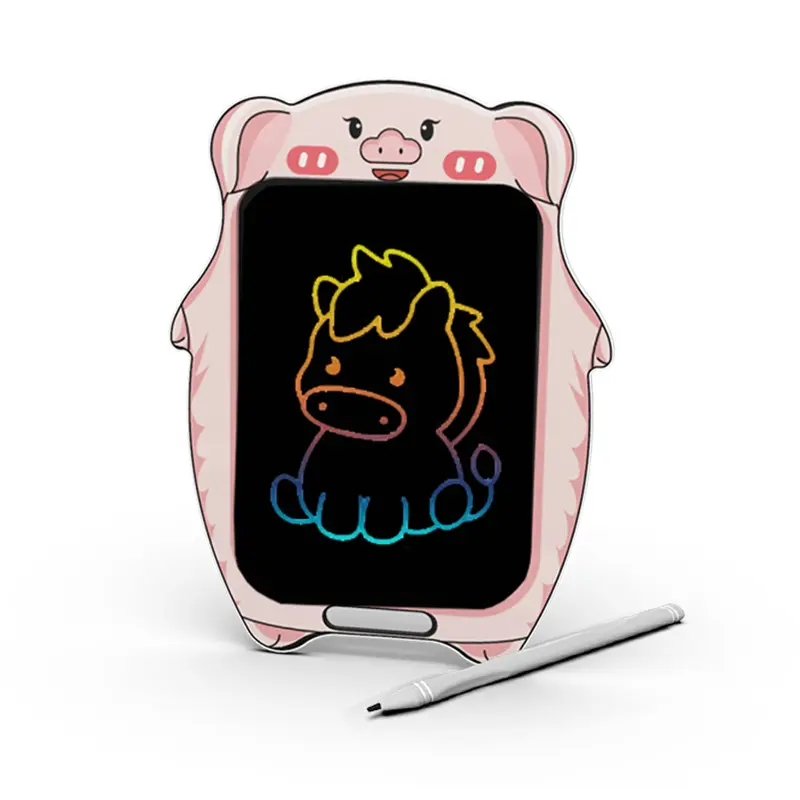 Karikatür Piggy Lcd yazma tableti renkli ekran karikatür tasarım çocuklar için elektronik yazma Tablet Doodle kurulu