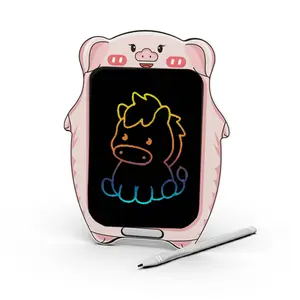 Karikatür Piggy Lcd yazma tableti renkli ekran karikatür tasarım çocuklar için elektronik yazma Tablet Doodle kurulu
