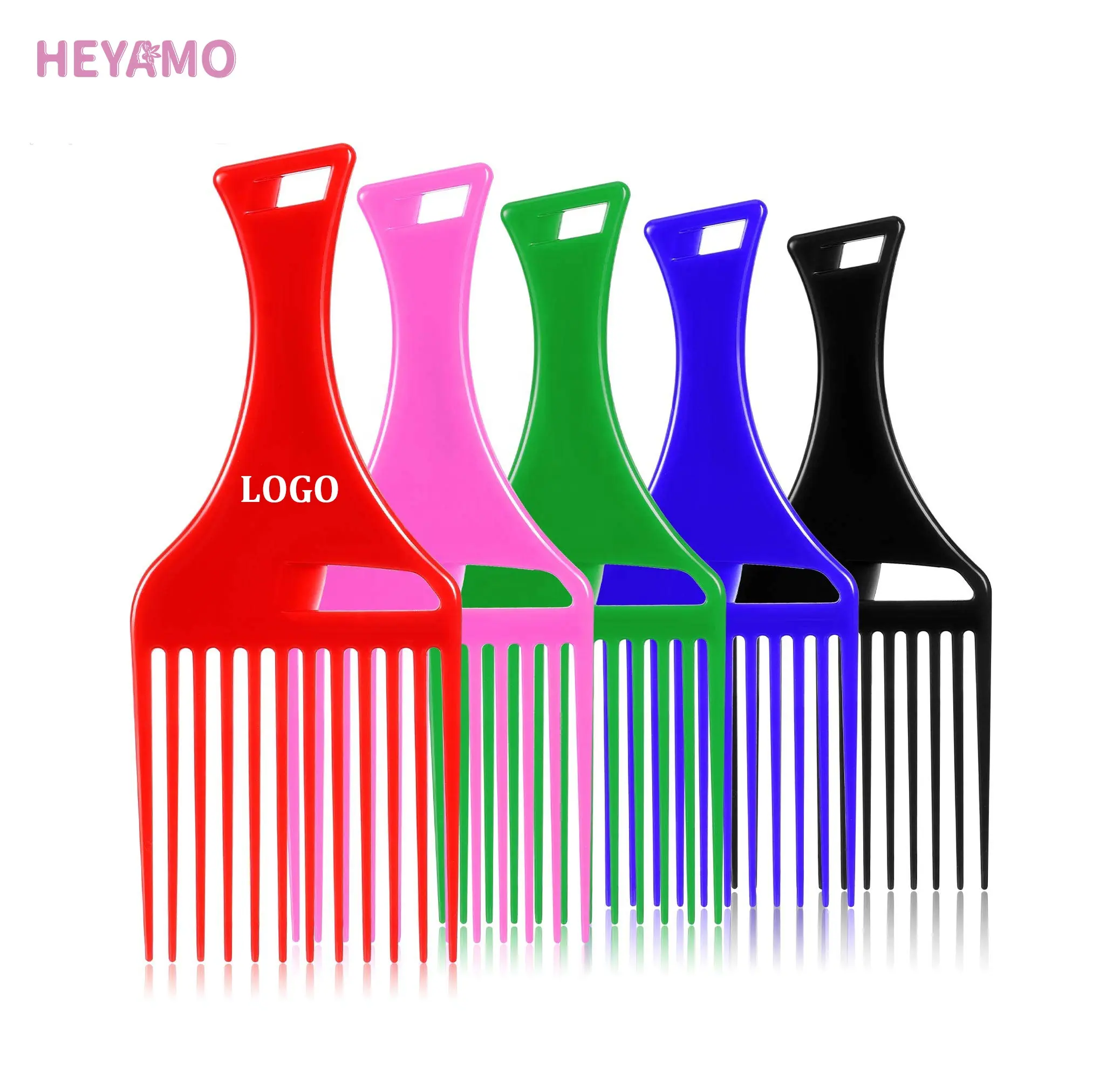 HEYAMO Curly Pelo Peigne Barber Products Kinky Human Hair Styling Product Oil Comb African Dreadlock Extensions Afro Pick Comb