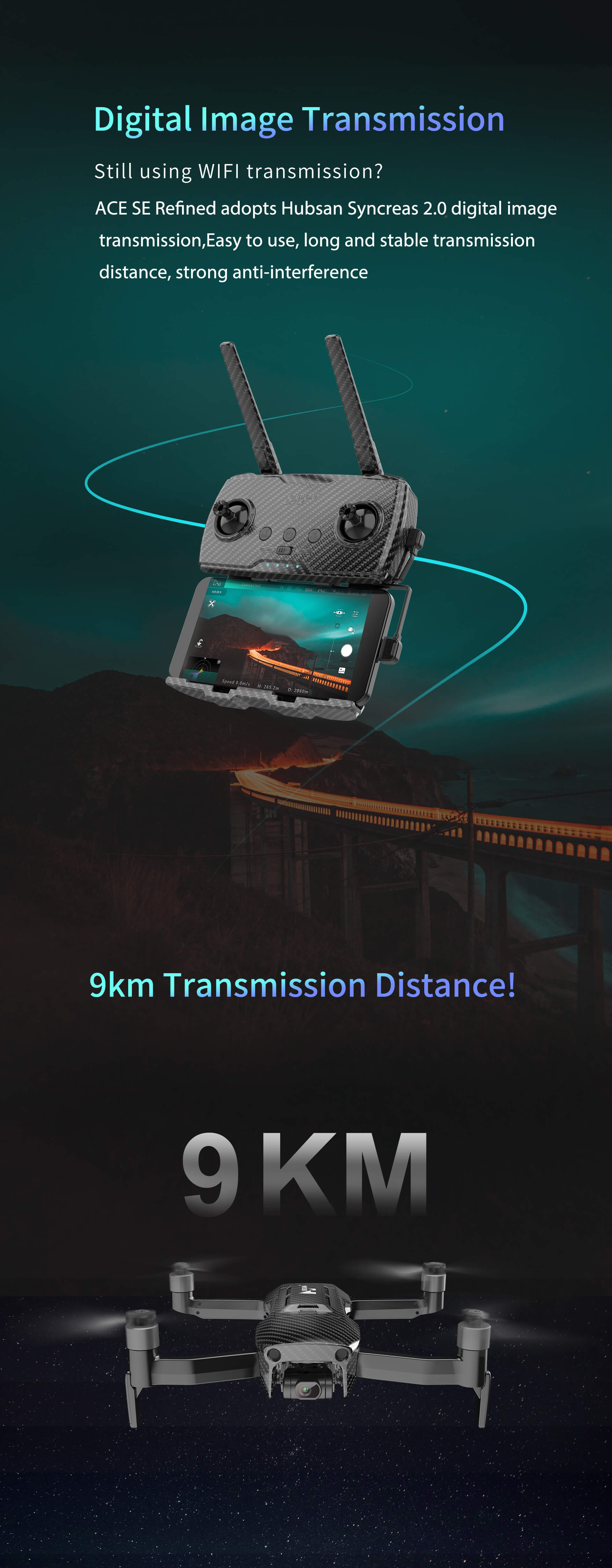 Hubsan Drone ACE SE R With Optical Flow 4S Intelligent Battery 9KM Long Distance 2.6inch display screen 4S Smart battery