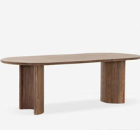 Table à manger ovale en bois minimaliste moderne, base incurvée unique, mobilier de salle à manger en noyer de luxe pour la maison, l'hôtel, le restaurant