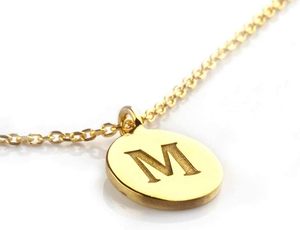 Elegante Joyero para Mujer, Collar con Iniciales Personalizadas <span class=keywords><strong>en</strong></span> Oro Chapado de 9k, 14k y 18k, Colgante con Disco de Letra, Monograma Personalizado - Product Image 1