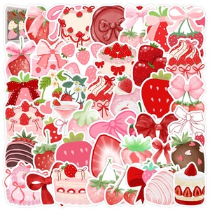 50 Paquetes de Lindas Pegatinas Adhesivas de Papel Impermeable con Dibujos Animados de Sandía, Fresa y Otros Diseños - Product Image 1