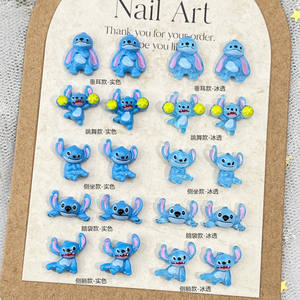 Dibujos animados japoneses dientes azules elfo bailando sentado resina artesanía decoración Mini caja de basura Nail Art Charms PIEZAS DE MANICURA - Product Image 3