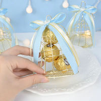 Boîtes à bonbons créatives en métal doré en forme de cage à oiseaux pour mariage, cadeaux et décorations de fête, boîte à bonbons en fer forgé pas chère