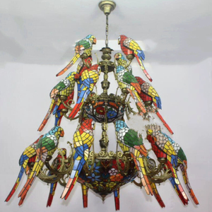 <span class=keywords><strong>Lampadario</strong></span> a sospensione con cesto di rose in vetro colorato, decorazione con pappagalli, luci a sospensione per hall di hotel - Product Image 4