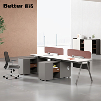 Ensemble de chaises de bureau, poste de travail moderne et simple, bureau pour 4 personnes avec prise de courant intégrée, ergonomique et personnalisable