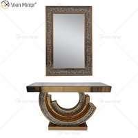 Table console miroir 3C en diamant écrasé scintillant, de fabrication originale, avec miroir, meubles de salon