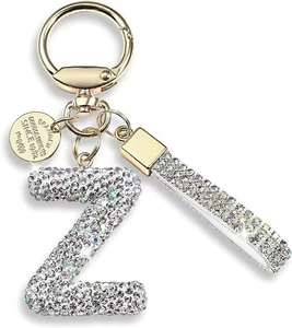 Màu Trắng Kim Loại Hợp Kim Ban Đầu Thư Carabiner Móc Chìa Khóa Charms Nhựa Thư Mặt Dây Chuyền Bảng Chữ Cái Lưu Niệm Vòng Chìa Khóa - Product Image 1