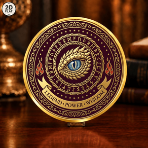 Moneda Conmemorativa Personalizada al por Mayor, Moneda Coleccionable de Hierro con Diseño de Dragón Dorado con Rubí y <span class=keywords><strong>Runa</strong></span> de Fuego - Product Image 2