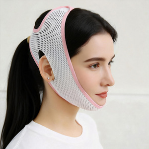 Cinturón moldeador facial transpirable de malla en V, dispositivo antirronquidos de poliéster blanco para contorno facial - Product Image 2