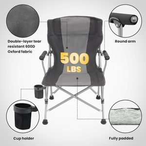 Easy Folding High-Back Portable Camping <b>Chair</b> Sturdy Steel Frame with Cup Holder Metal <b>Garden</b> <b>Chair</b> - Product Image 2