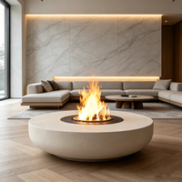 Cheminée artistique à vapeur d'eau ronde haut de gamme autoportante, flamme réglable, écologique, sécurité tactile, pour villa de vacances