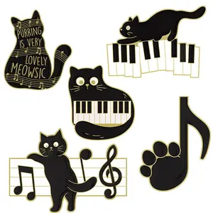 クリエイティブ漫画ピアノノート猫モデリングかわいい多用途アクセサリーブローチ