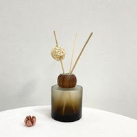 Bouteille diffuseur en verre transparent coloré, flacon rond de luxe vide pour diffuseur de parfum à bâtonnets, pour huiles essentielles et décoration intérieure