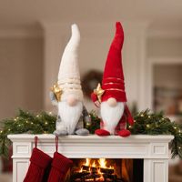 HY Nouvelle Décoration de Noël Nordique en Peluche Scintillante, Poupée Sans Visage, Jouet en Peluche, Figurine Étoile de la Forêt Renard Rudolph