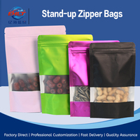 Pochette zippée mate colorée avec fenêtre transparente, refermable, de qualité alimentaire, pour noix et fruits secs