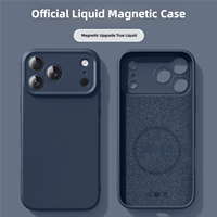 Coque de protection magnétique fine en silicone liquide mat avec anneau pour iPhone 17 Pro Max