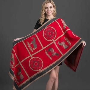 Bufanda de Cachemira Suave y Cálida para Otoño e Invierno, <span class=keywords><strong>YUGE</strong></span>, para Mujer, Versátil, Gruesa, con Patrón de Hojas Tropicales, Reversible - Product Image 1