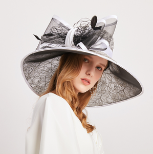 Grand Chapeau Fascinator à Fleur en Organza pour <span class=keywords><strong>Femme</strong></span>, Large Bord, Robe de Thé Fleurie pour Mariages, Fêtes, Événements d'Église, et le <span class=keywords><strong>Derby</strong></span> du Kentucky - Product Image 4