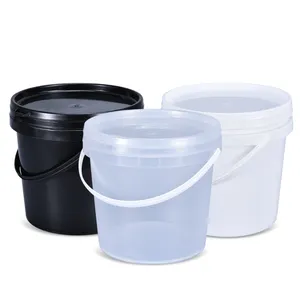 食品级2L塑料桶，带手柄和盖子圆形桶容器，用于食品饼干爆米花漆