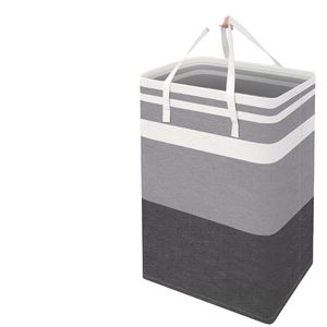 High Capacity Foldable Striped <b>Fabric</b> Laundry Basket <b>for</b> Home Wardrobe Bathroom or Travel Large Capacity Clothing <b>Storage</b> - Product Image 1